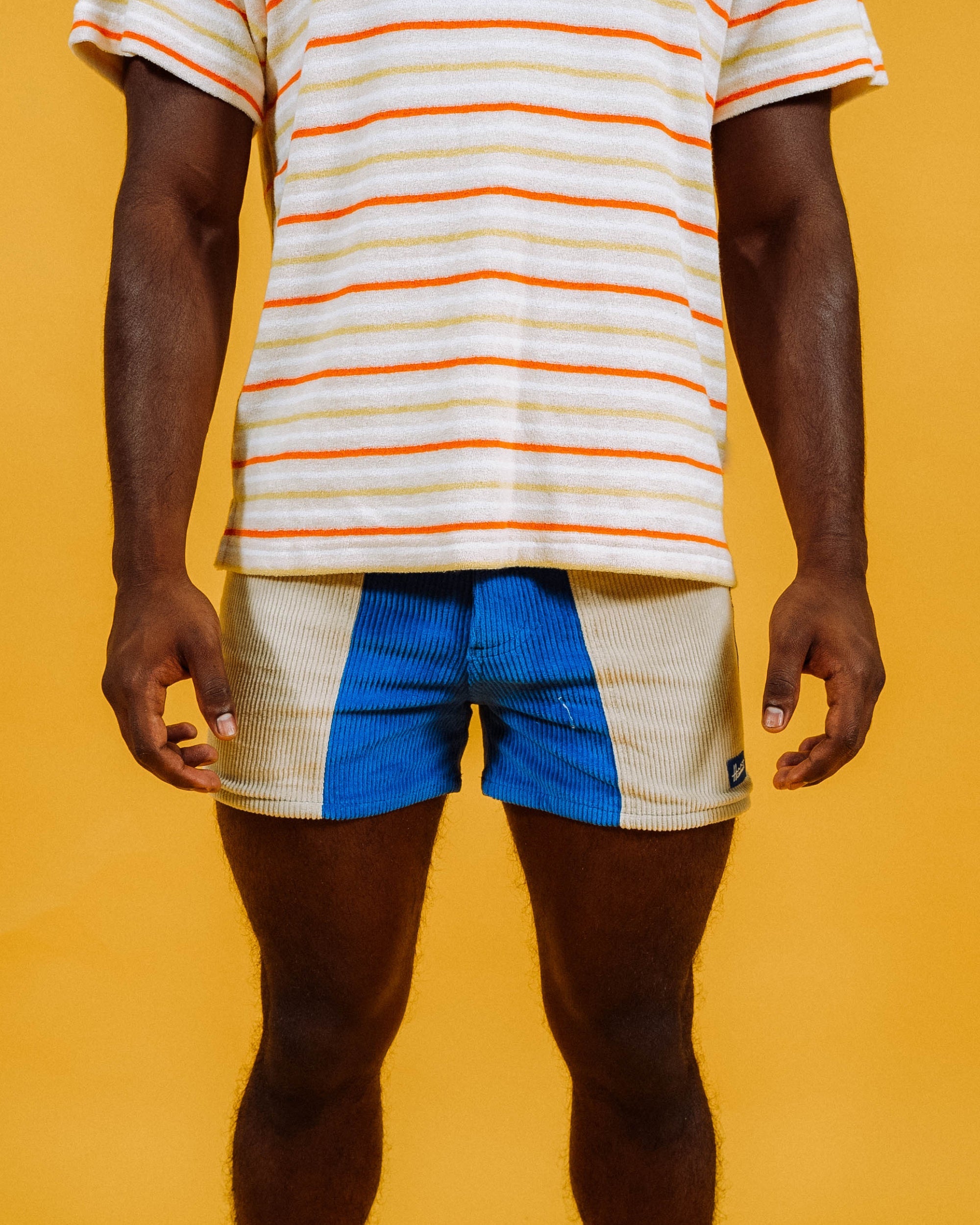 T-shirt en tissu éponge pour homme (crème/jaune/orange)