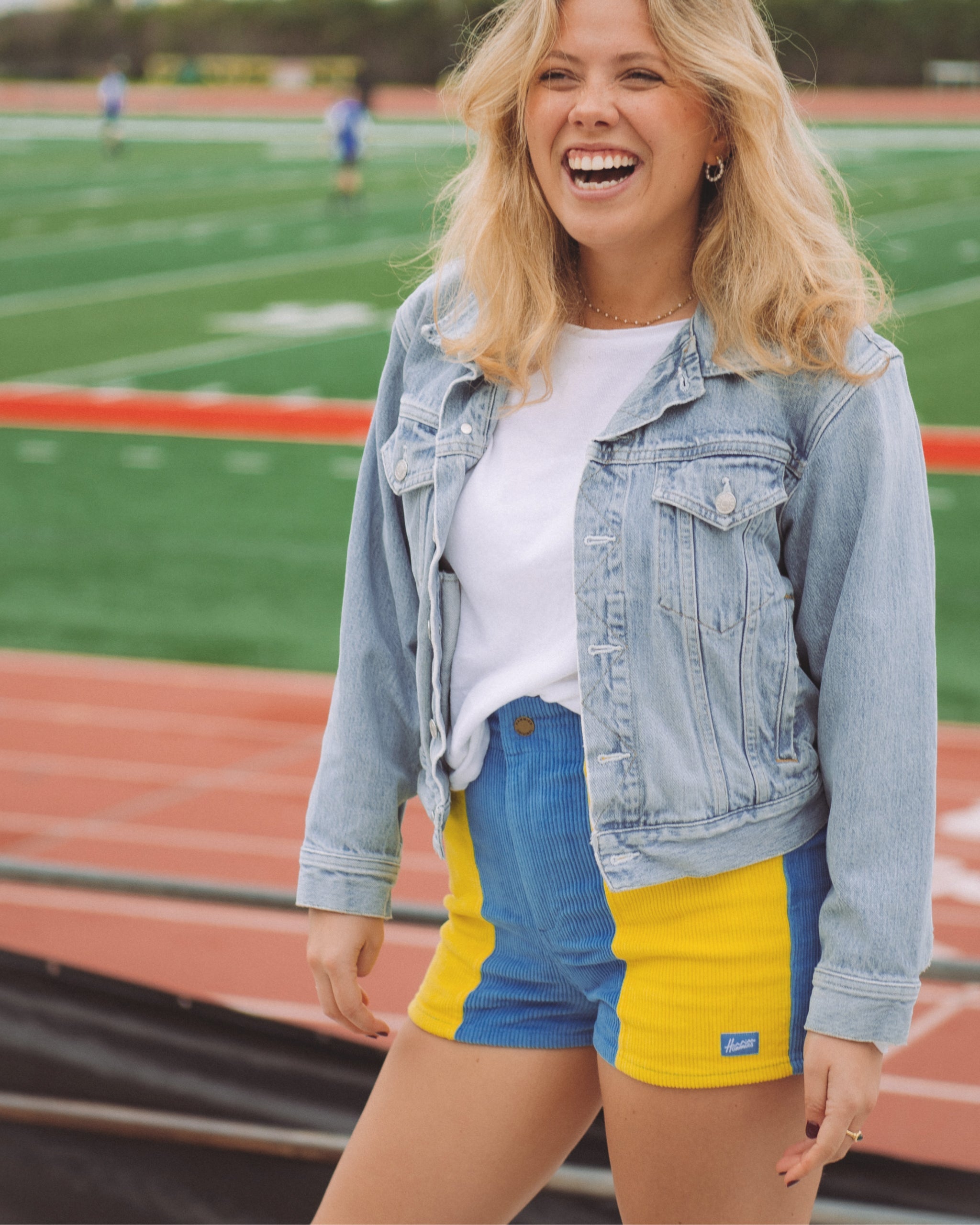 Short femme (bleu/or)