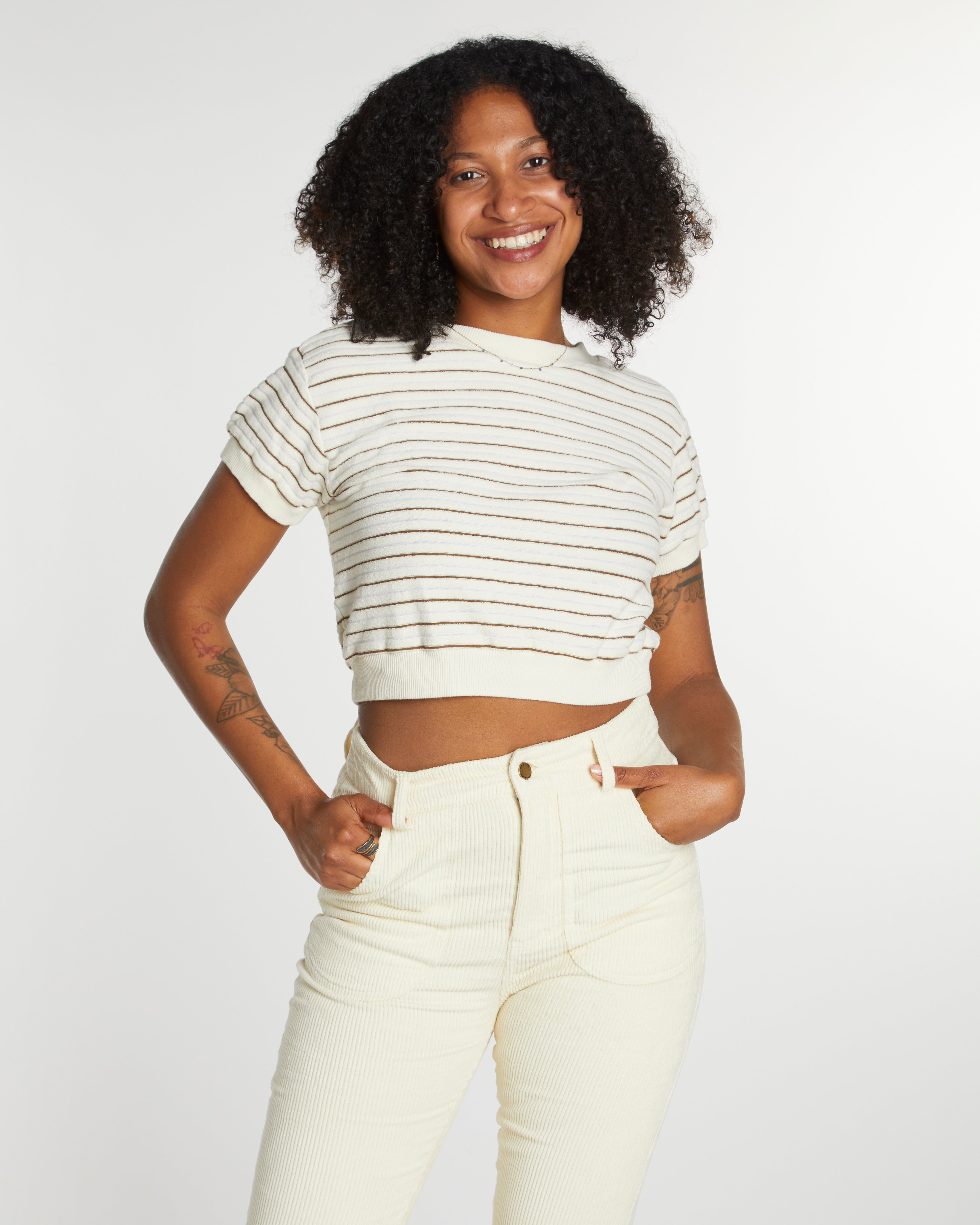 Women's Terry Tee (Cream/Brown)