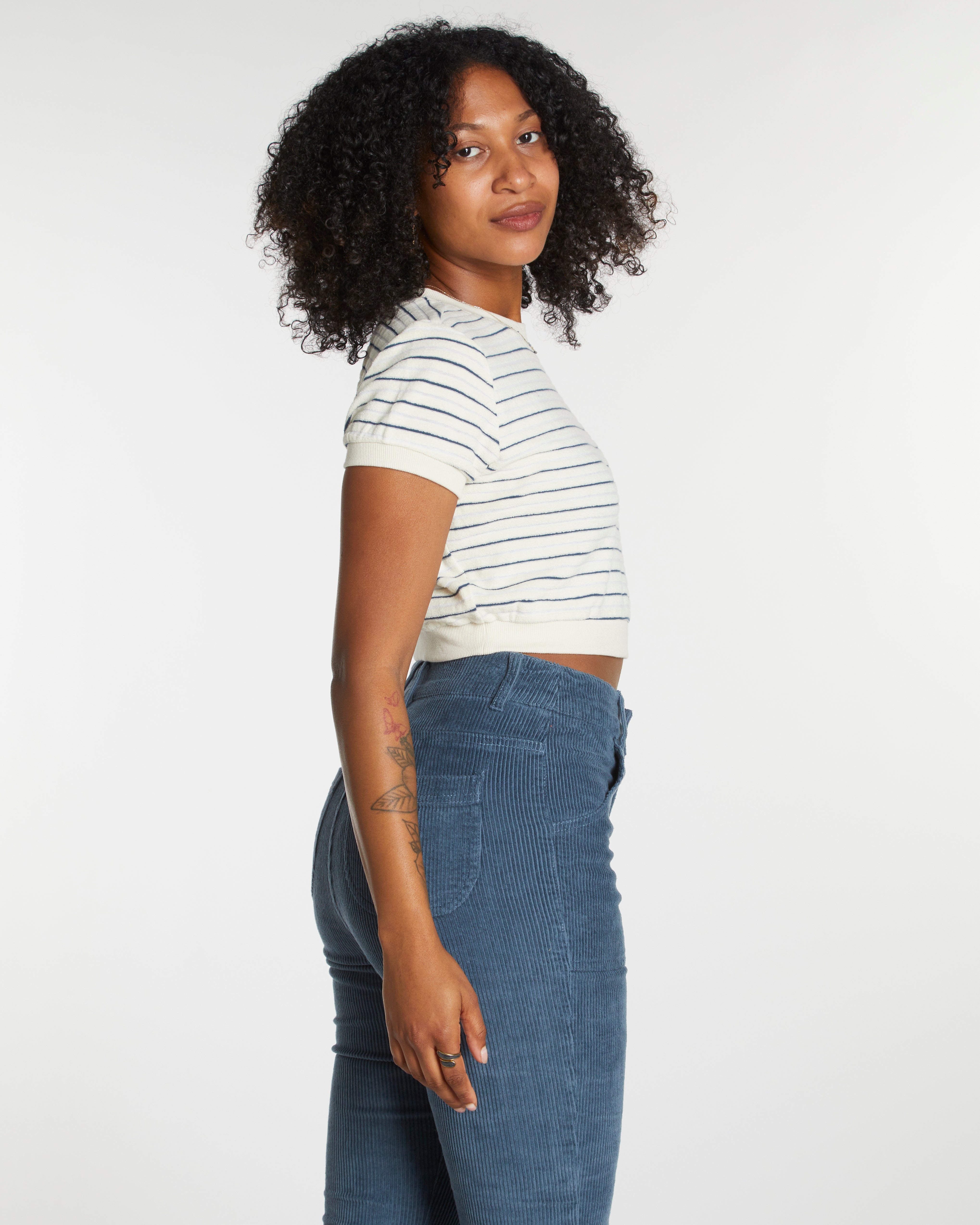 Women's Terry Tee (Cream/Navy)