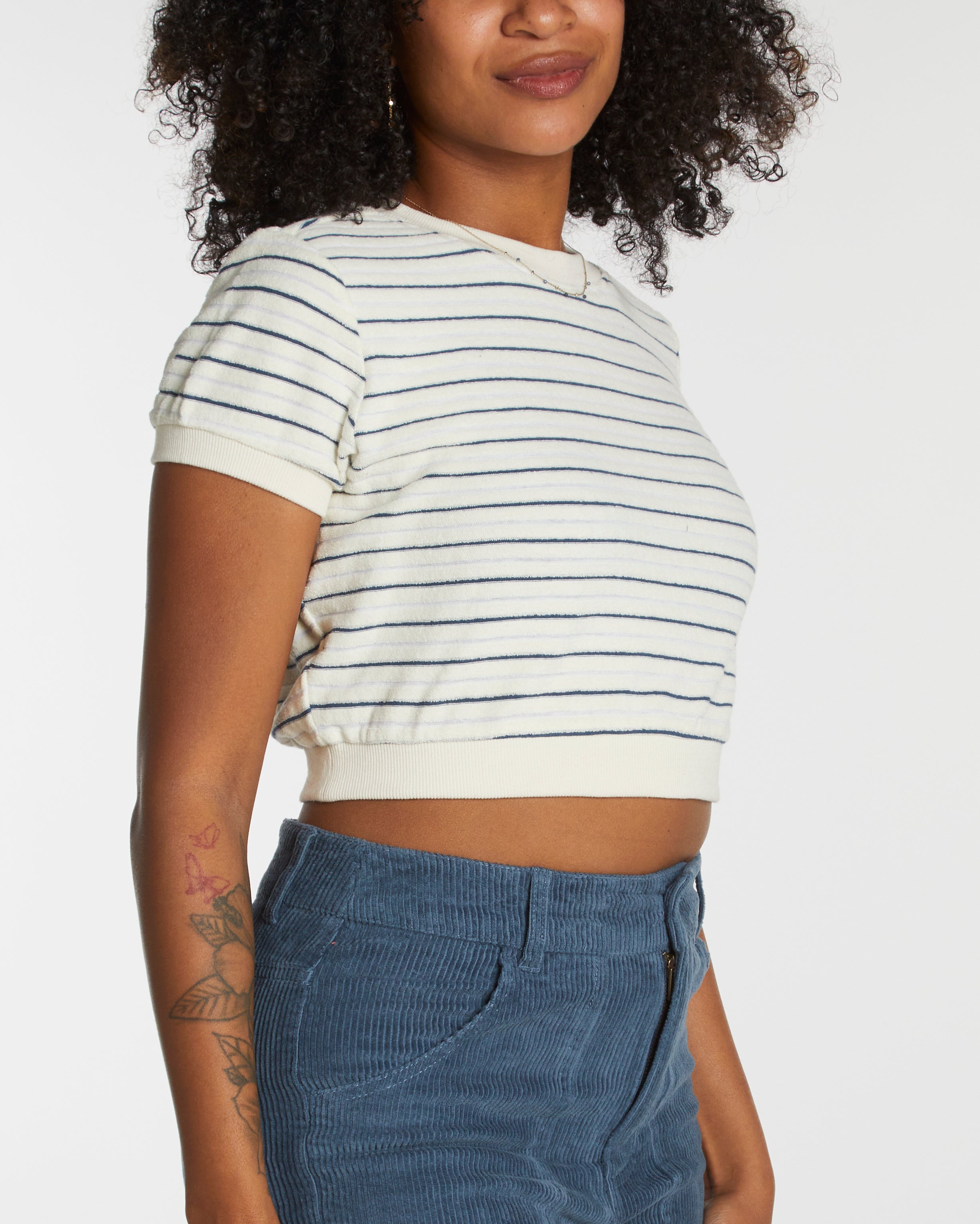 Women's Terry Tee (Cream/Navy)