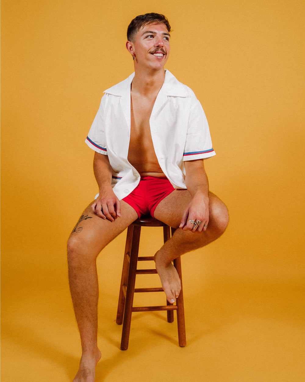 Camisa Cabana de Verano (Blanco/Azul Marino/Rojo)