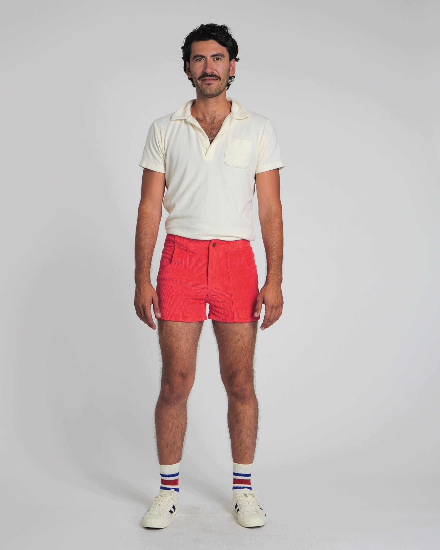 Men's Red Corduroy Shorts - Retro 70s Style | Hammies