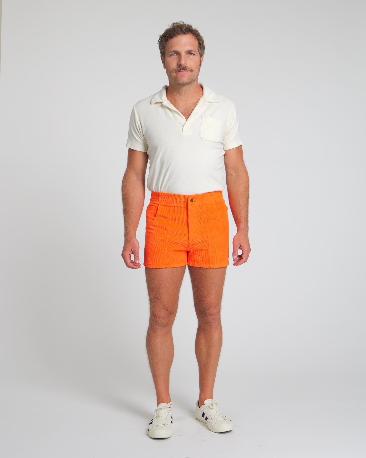 Men's Orange Corduroy Shorts - Retro 70s Style | Hammies