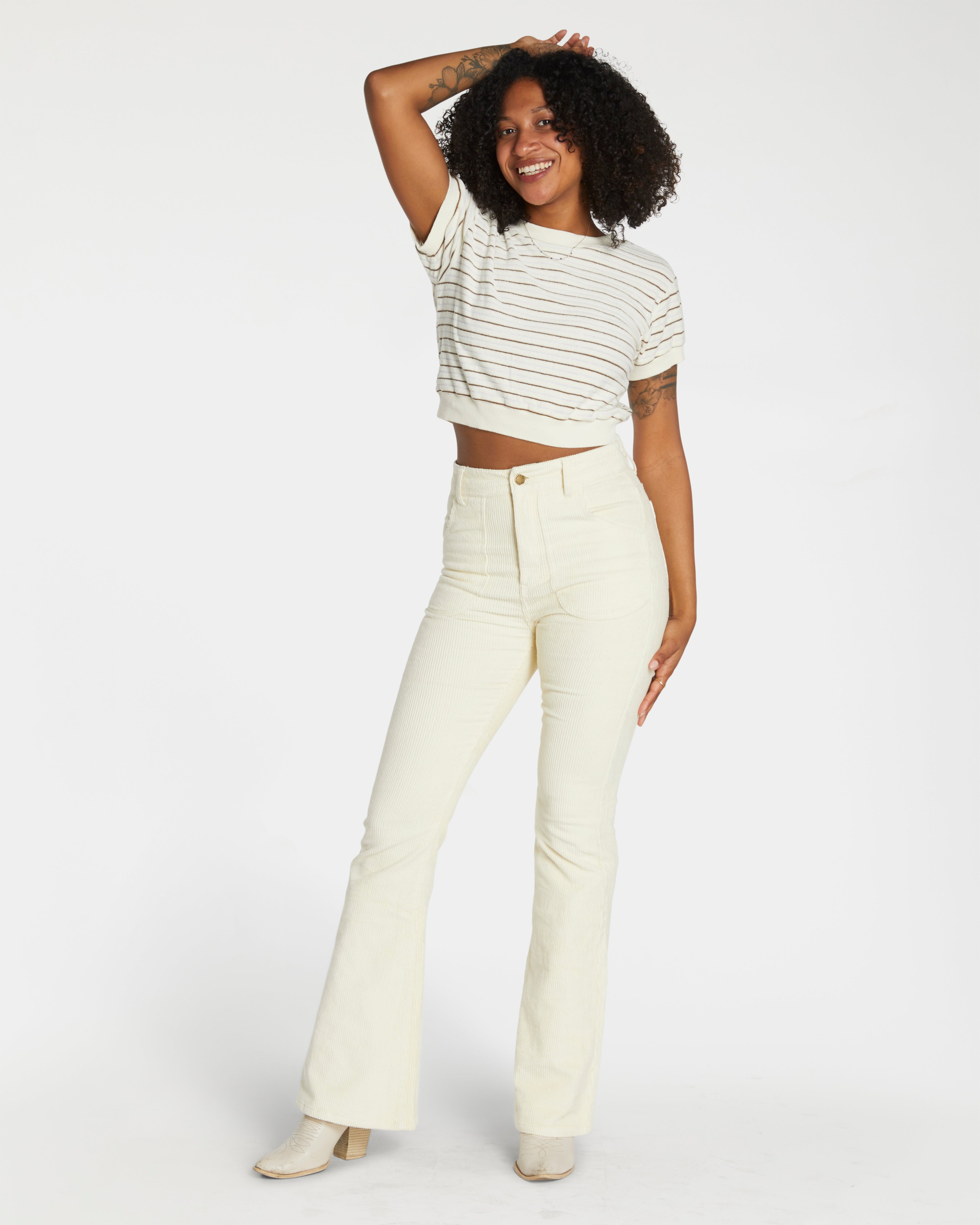 Women's Terry Tee (Cream/Brown)