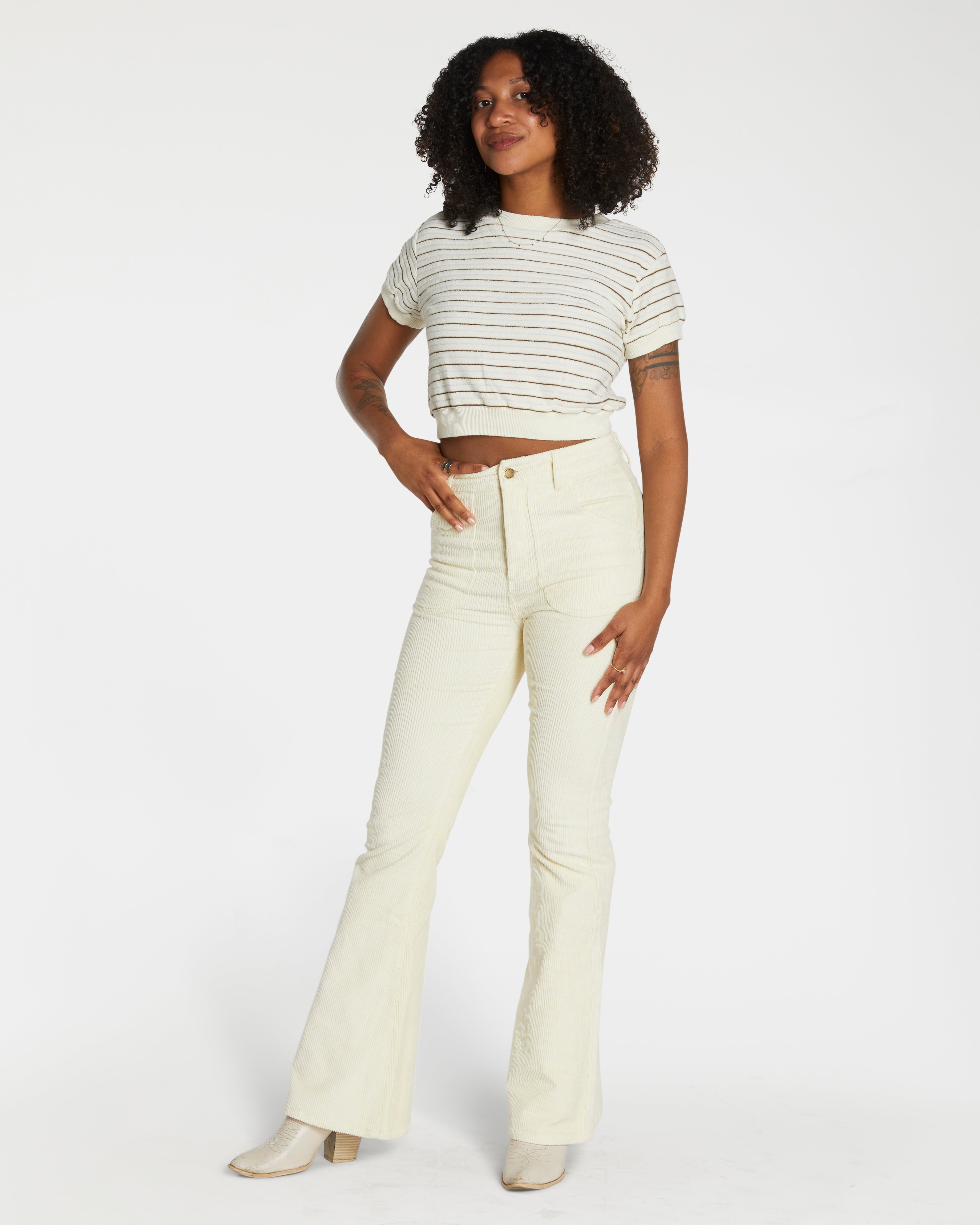 Women's Terry Tee (Cream/Brown)