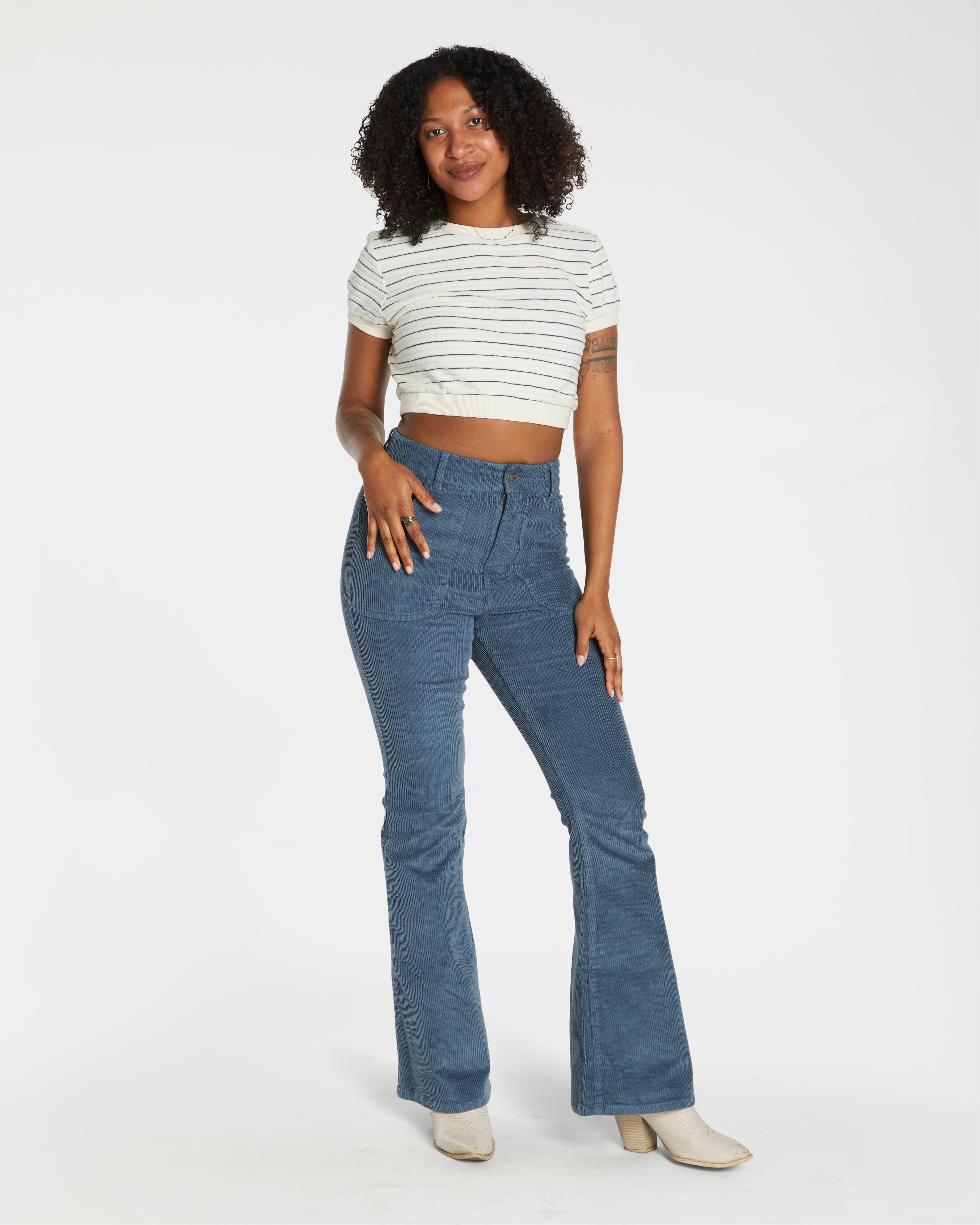 Women's Terry Tee (Cream/Navy)