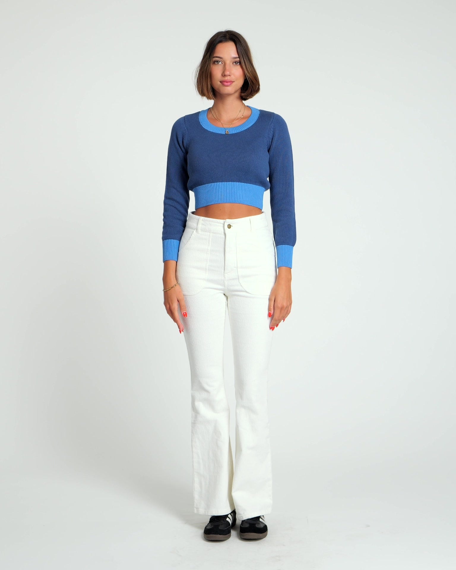Hammies Crop Sweater (Navy/Blue Poppy)