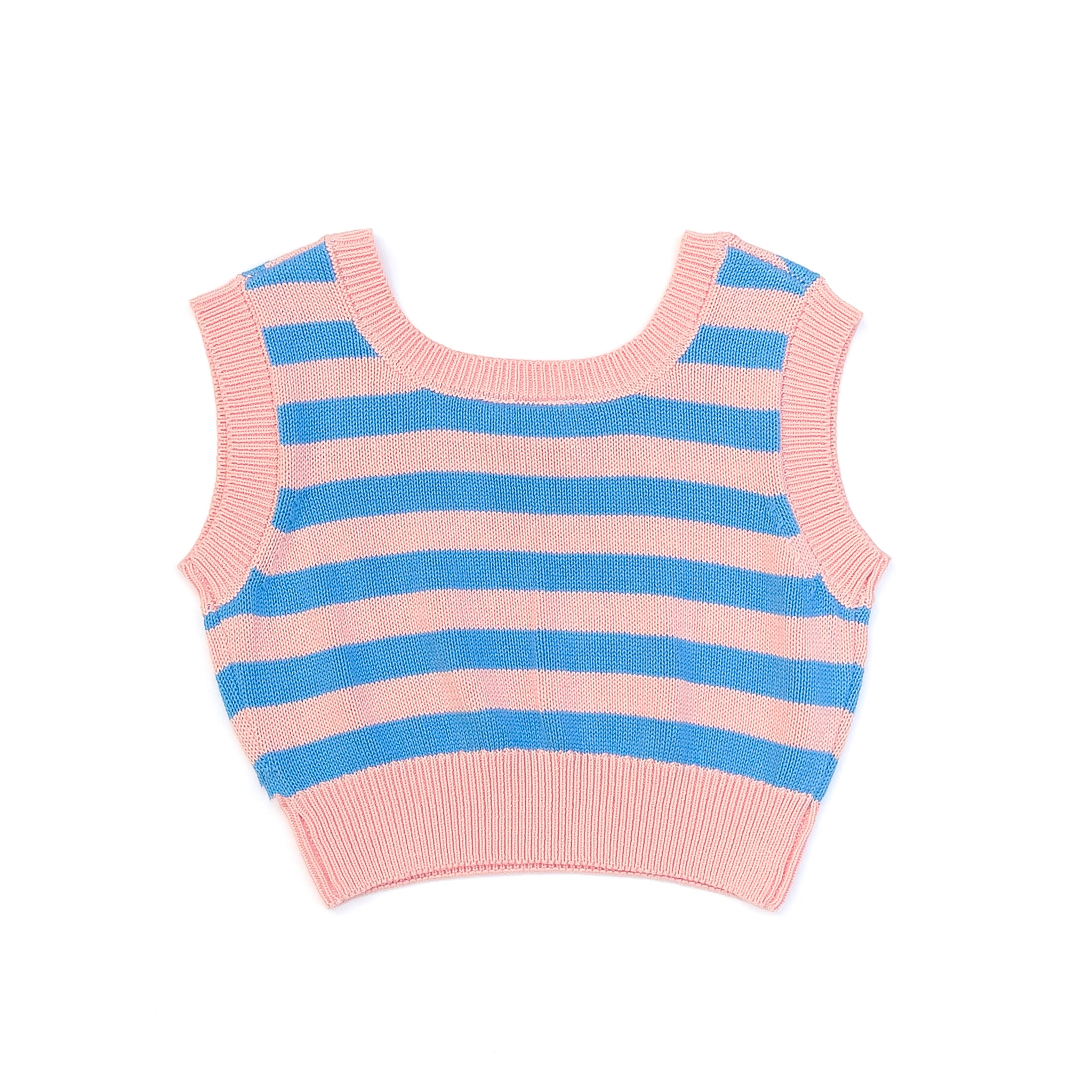 Blue Slub Knit Cropped T-Shirt– PinkBlush